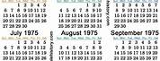 1975 Calendar with Historical Events