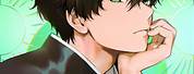 Anime Boy with Black Hair and Green Eyes