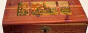 Antique Wooden Box with English Cottage