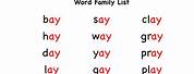 Ay Word Family Reading Worksheets