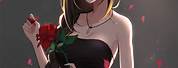 Beautiful Anime Girl Black Dress