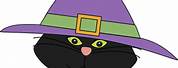 Black Cat with Witch Hat Transparent Background