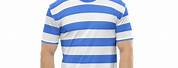 Blue and White Horizontal Striped Shirt