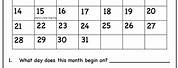 Calendar Worksheet Grade 2