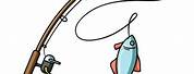 Cartoon Fishing Pole with Fish Clip Art