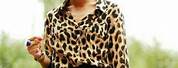 Cheetah Print Shirt with Black Skirt