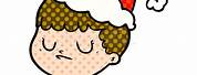 Clip Art Picture of a Grumpy Boy with a Santa Hat On