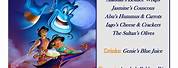Dinner Menu Aladdin Disney Movie Nights