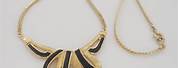 Enamel Pendant Necklace Gold Black