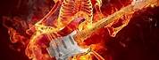 Flaming Skeleton Playing Guitar