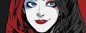 Harley Quinn Black and Red Hair Cartoon
