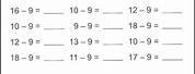 Math Drills Worksheets Subtraction Grade 1