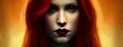 Menacing Female Vampire Red Hair