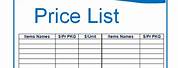 Microsoft Word Price List Template