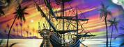 Motorcycle Airbrush Pirate Ship Art