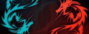 Neon Red and Blue Dragon Wallpaper