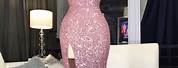 Pink and White Sequin Mermaid Dress