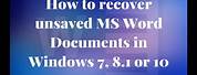 Recover Unsaved Word Document Windows 7