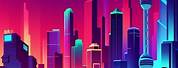 Red Neon Animated City Wallpaper