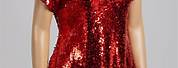 Red Sequin Top with Cowl Neck