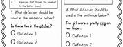 Second Grade Dictionary Practice Worksheets