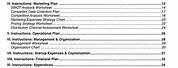 Start Up Business Plan Table of Contents