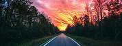 Sunset Sky Road Background Wallpaper