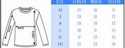 Tee Shirt Size Chart with Sleeve