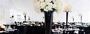 Wedding Reception Black and White with Fake Flowers