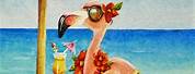 Whimsical Flamingo Watercolors