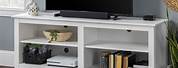 White Wood TV Stand W Storage and Drawers