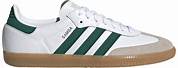 White and Green Adidas Shoes Side View