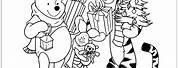 Winnie the Pooh Christmas Coloring Pages with His Friends Is Babies