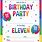 11 Year Old Birthday Party Invitations