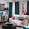 Black White and Teal Living Room