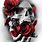 Black and Red Art Skull