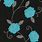 Black and Teal Flower Wallpaper
