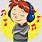 Boy Listening to Music Cartoon