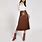 Brown Faux Leather Pleated Skirt