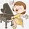 Cartoon Lady Playing Piano