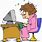 Cartoon Old Lady On Computer