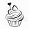 Cupcake Silhouette Black and White