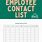 Employee Contact List Template Excel