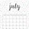 July Month Calendar Printable