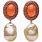 Orange Freshwater Pearl India Earrings