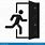 Person Escaping and Door Sign