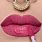 Pink Lipstick Application