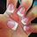 Pink Nails White Glitter