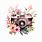 Watercolor Camera Flower Logo Simple Black PNG