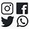 White Facebook Instagram and Twitter Icons